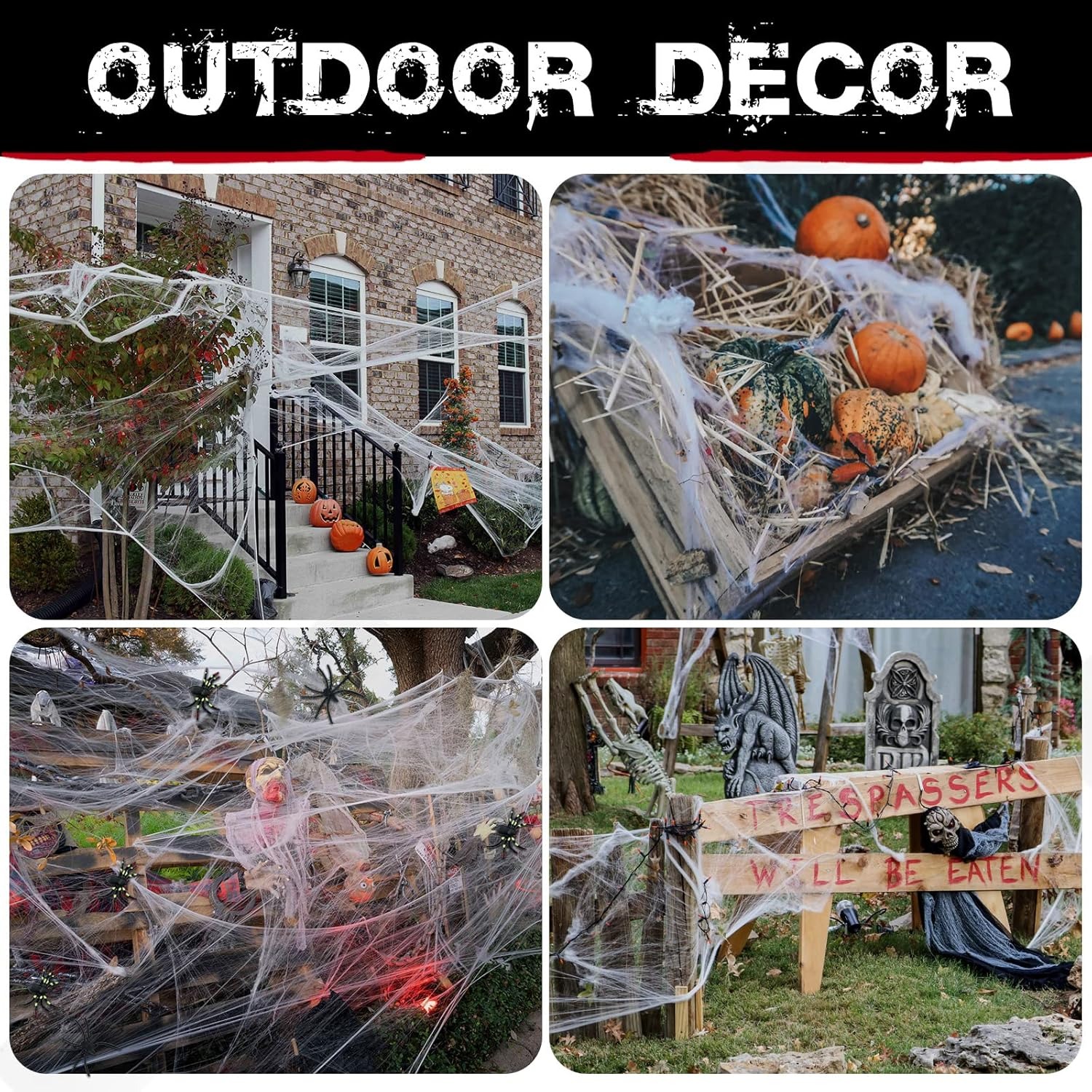 ✨Flash Sale✨Halloween Spider Web Decoration with 3 Spiders