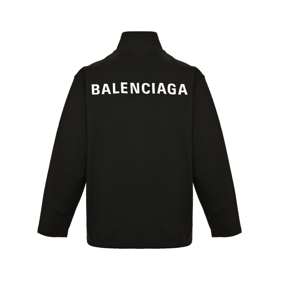 Balenciaga 24Fw half-zip sweatshirt with small front and large back lettering embroidery