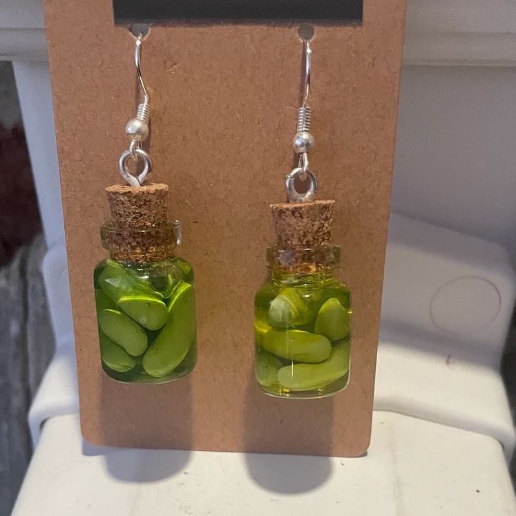 Funny Pickle Jar Earrings