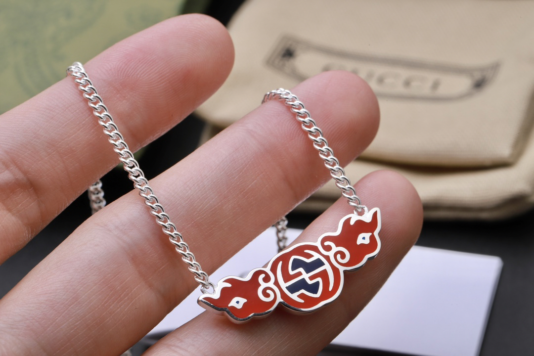 Gucci Flame Double G Necklace