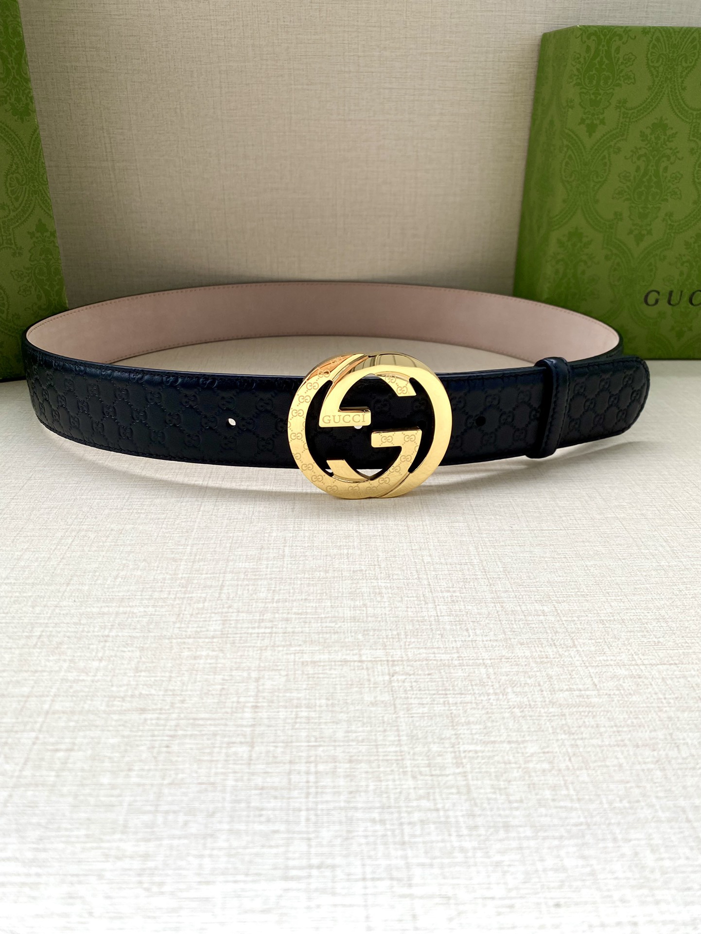 Gucci Interlocking Double G Double-sided Leather Belt 4.0CM Width