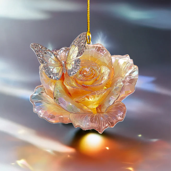 Gorgeous Crystal Rose Ornament