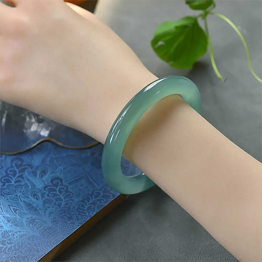 Natural Ice Jade Bracelet For Women Elegant Fine Jewelry Round Chalcedony Agate Bangle Fashion Accessories Gifts Free Shipping
