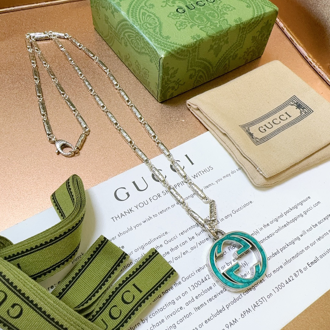 Gucci Anger Forest Series Blue GG Vintage Necklace