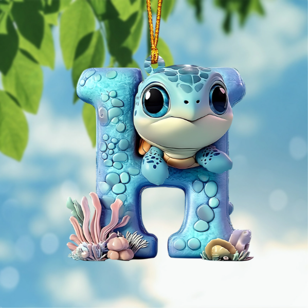 Cute Turtle Letter Shaped Ornament