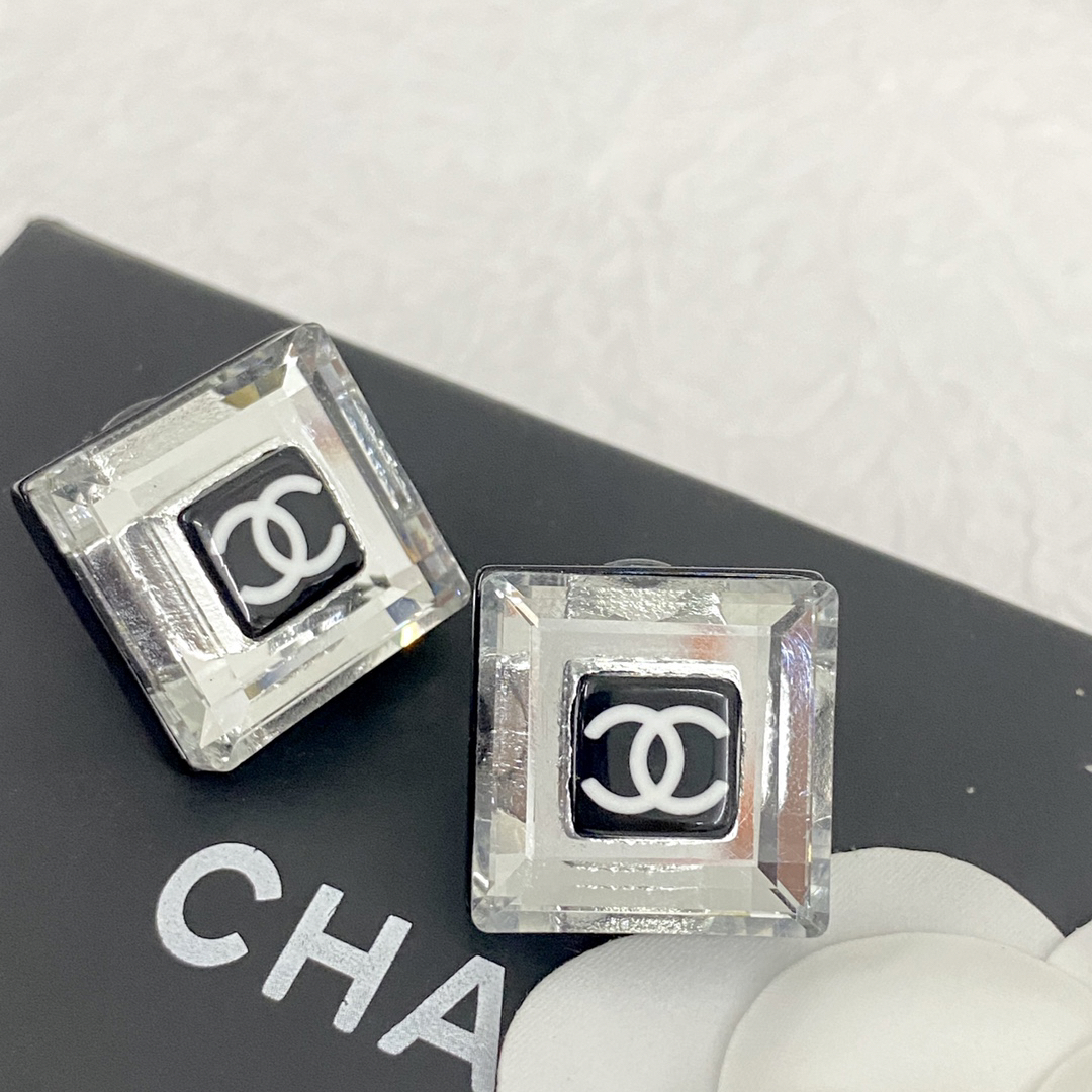 Chanel Cube Crystal Rock Candy Letter Earrings