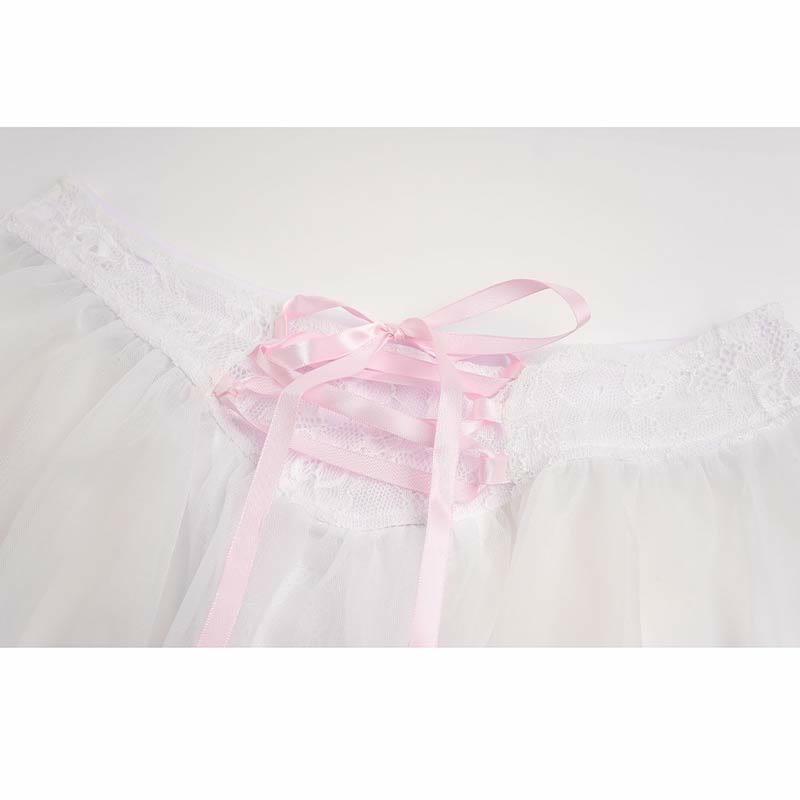 Sexy Halter Lace up Chiffon Maid Lingerie Set