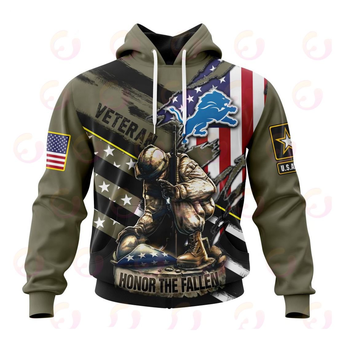 DETROIT LIONS 3D HOODIE VETERANS
