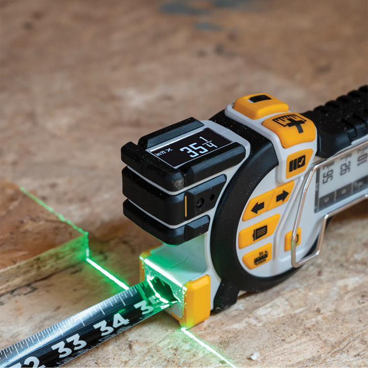 Professional Digital Tape Measure - Accurate Measuring Tool with Green Laser, E-Paper Measuring List, Measurements Shared Over Bluetooth, Replaceable Blades