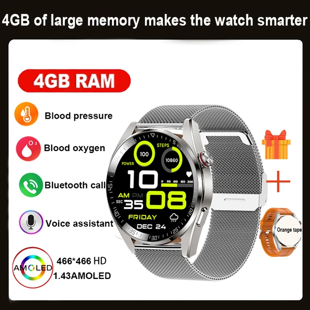 2023 New men's AMOLED Smartwatch HD Bluetooth Talk 4GB memory 466*466 full screen touch 3ATM deep waterproof smartwatch for men