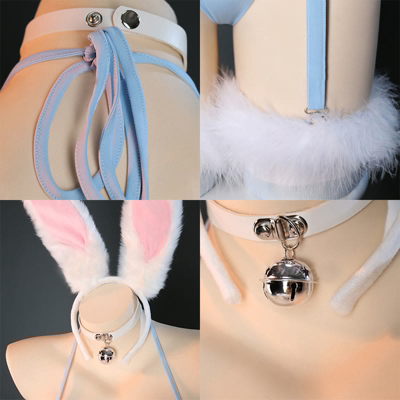 Cosplay Rabbit Heart Hollow Jumpsuit Short Skirt Lingerie