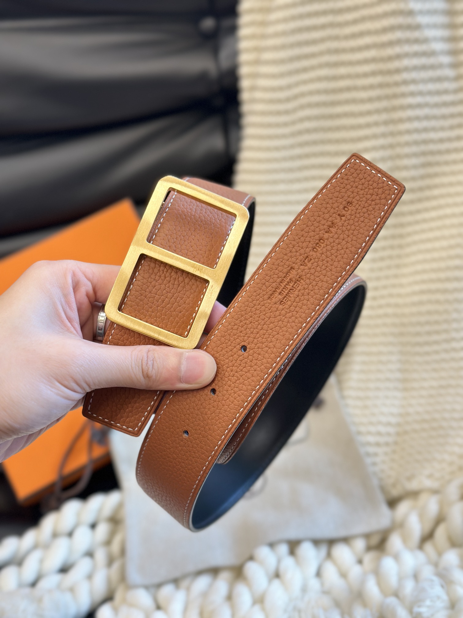 Hermès Men's Double-Faced Cowhide Belt