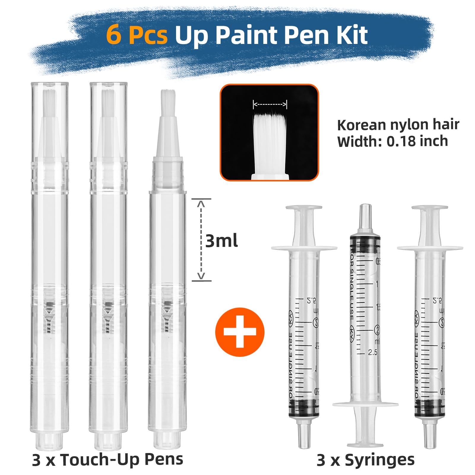 Refillable Touch Up Paint Pen Brush - 3 Pack/Set