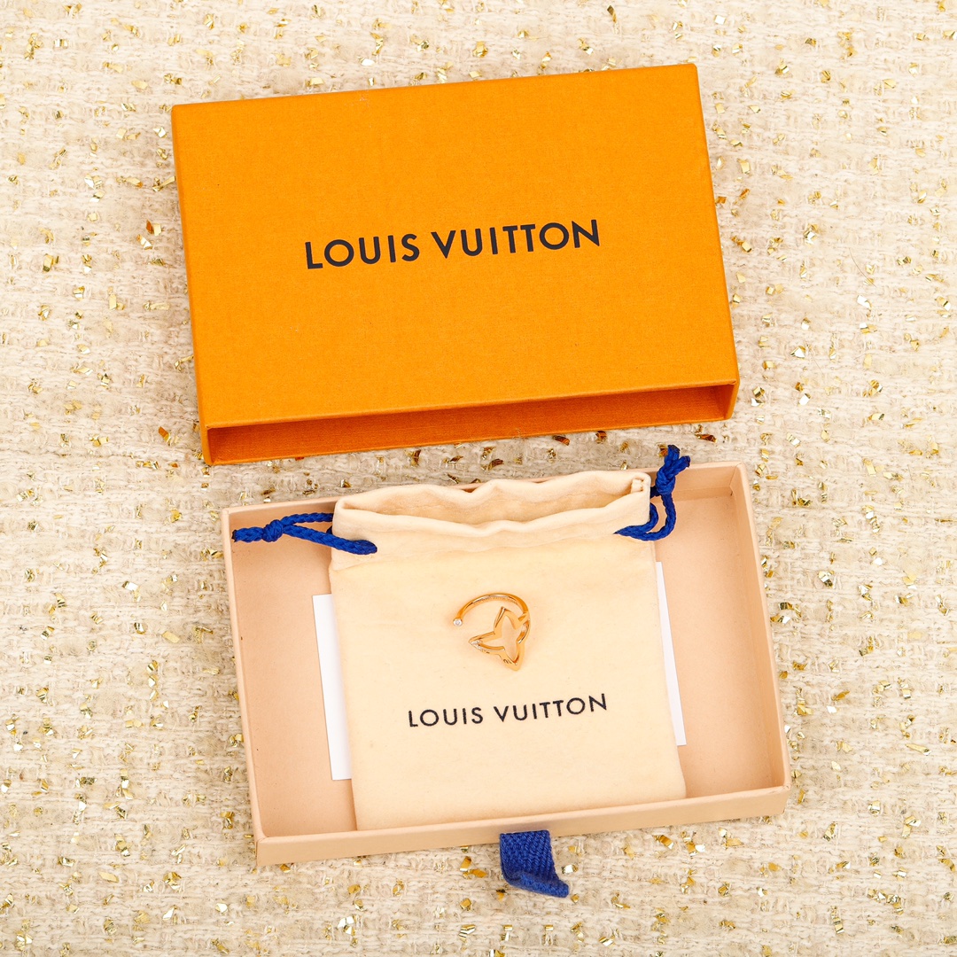 Louis Vuitton monogram pointed flower open ring