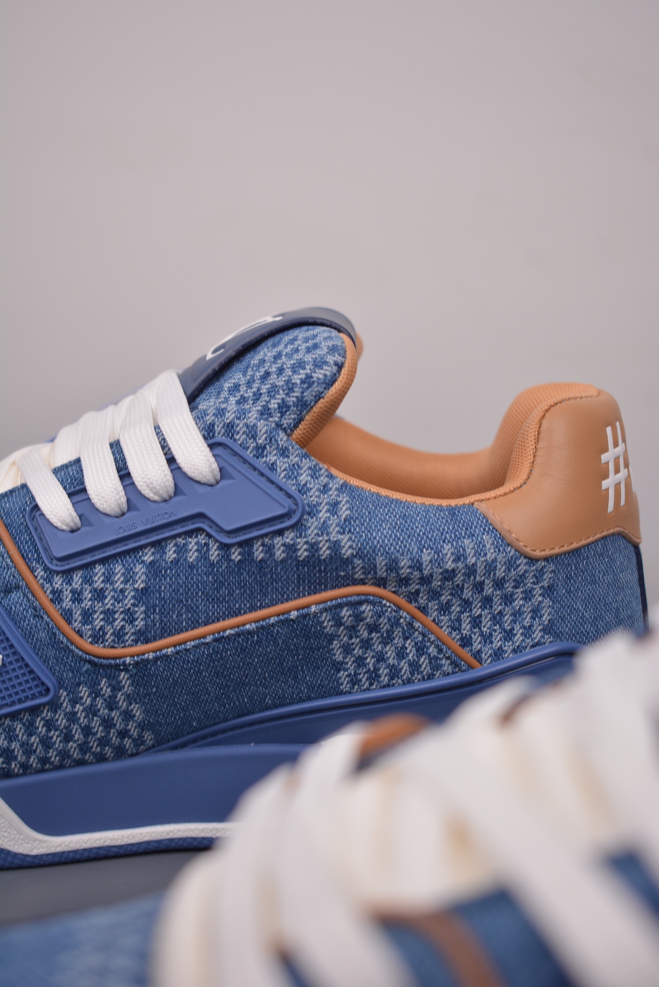 Louis Vuitton Trainer Sneaker Low Denim Blue Plaid 1AD6DJ