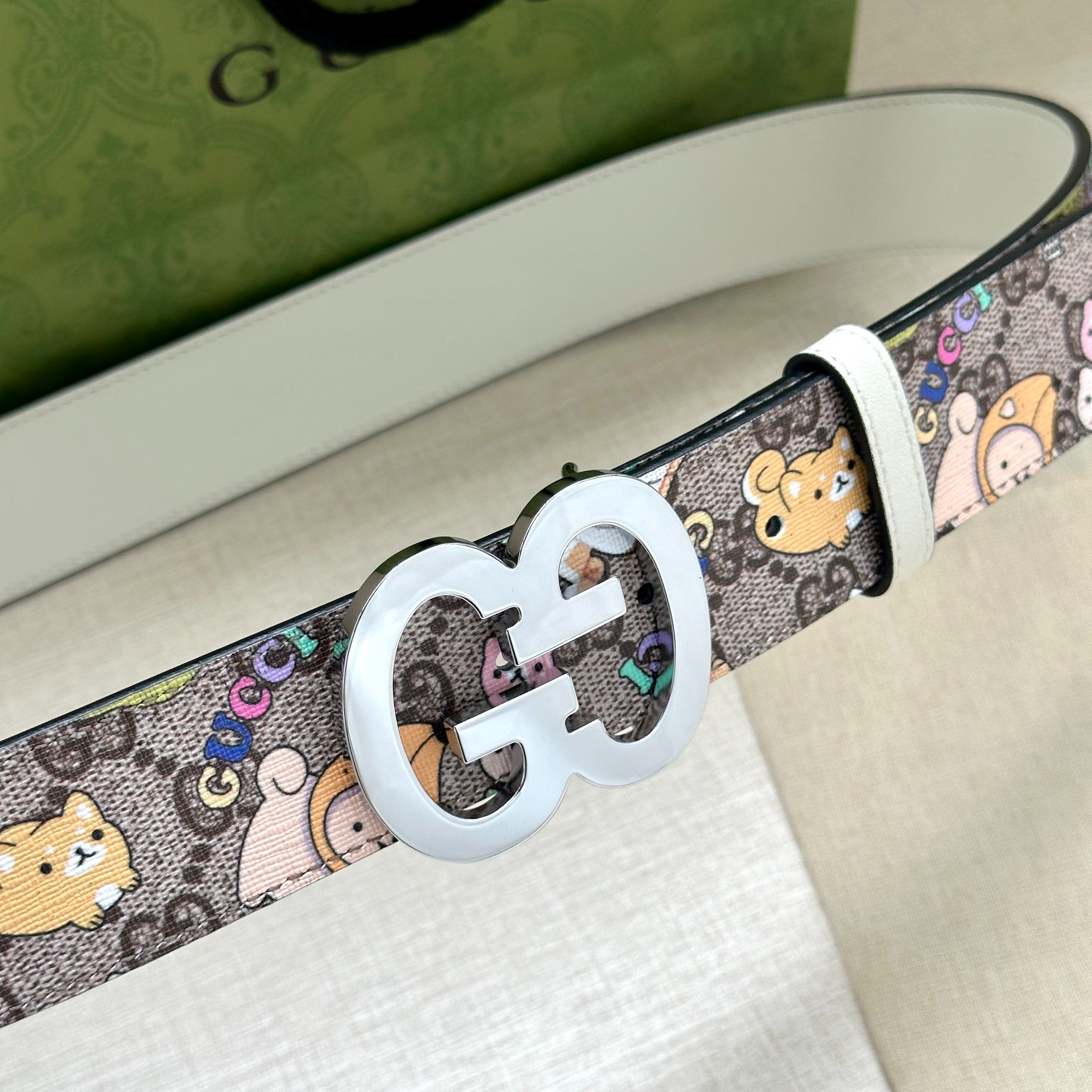 Gucci Marmont series printed leather belt width 3.8CM