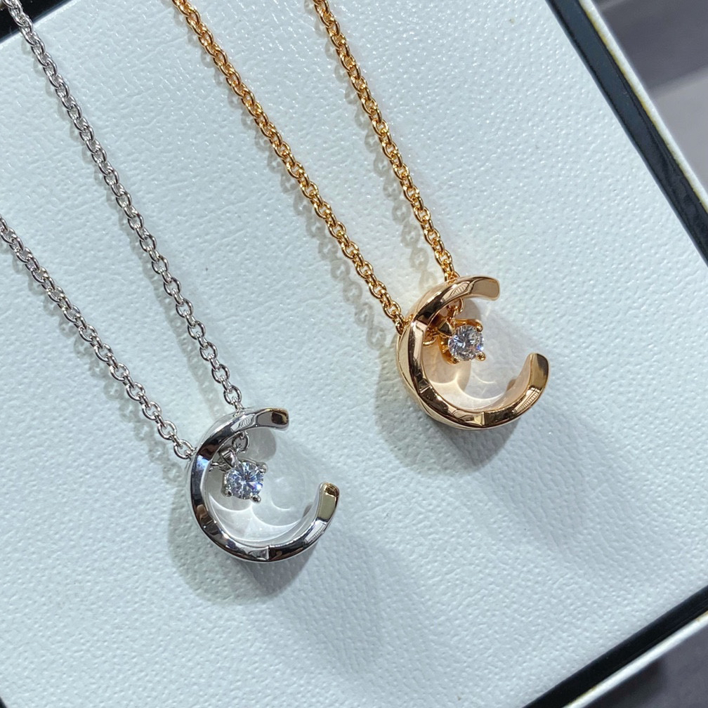 Chanel CNC Carved Diamond Water Moon Necklace