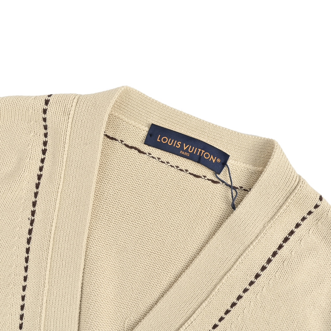 Louis Vuitton 24Fw Pocket Monogram Jacquard Topstitch Cardigan Sweater