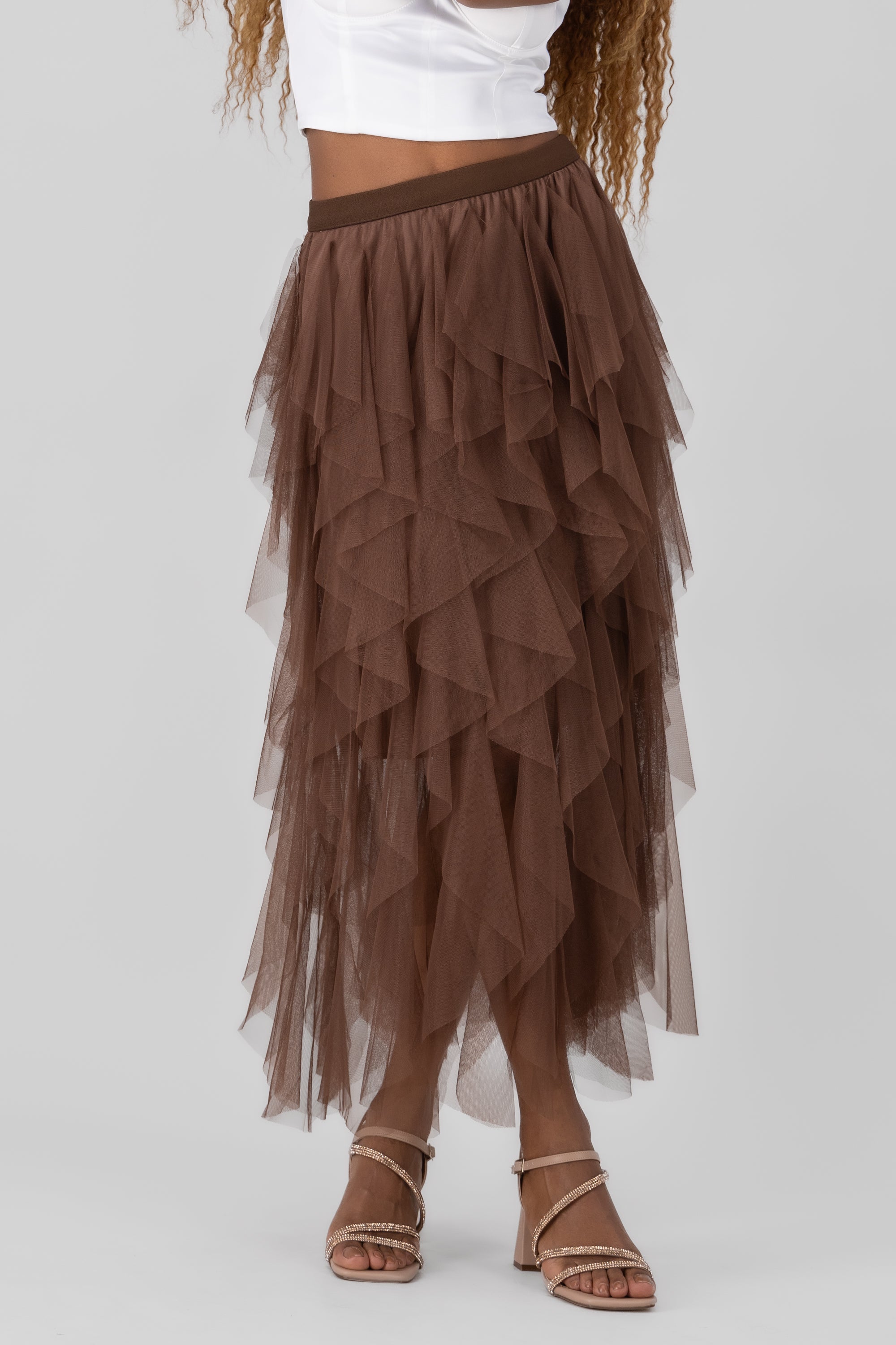 Mesh Layered Ruffled Skirt