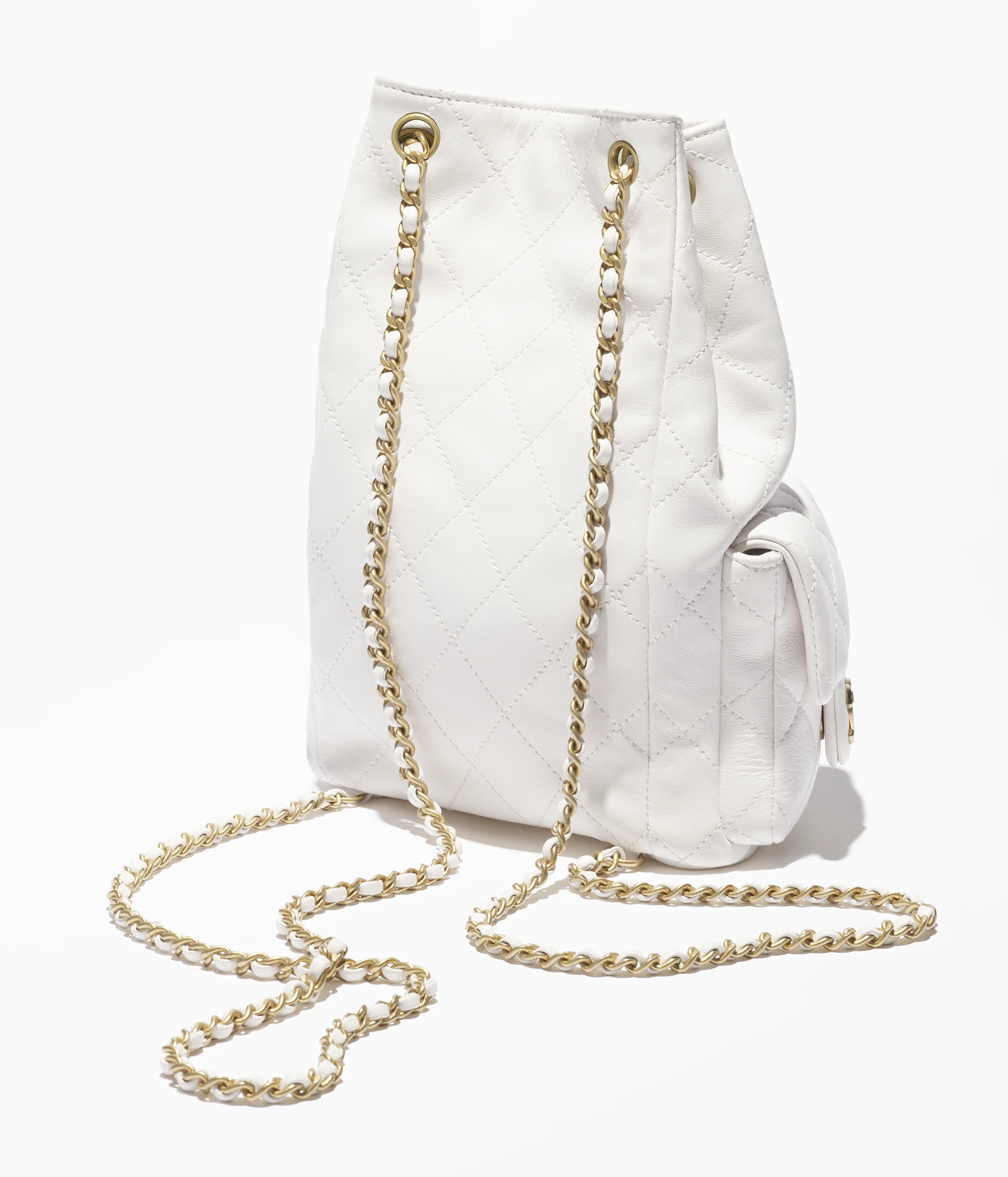 Chanel Backpack Shiny Lambskin & Gold-Tone Metal White AS5310-B18791-10601