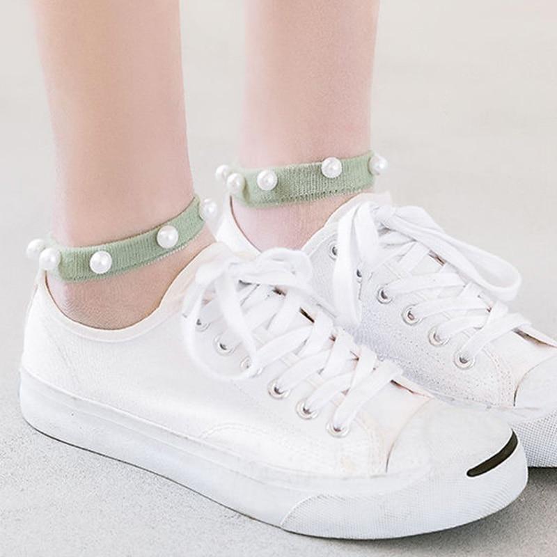 ( Last Day Promotions-50% OFF) Pearl Transparent Socks-Free Size Fit ALL Ldies and Girls