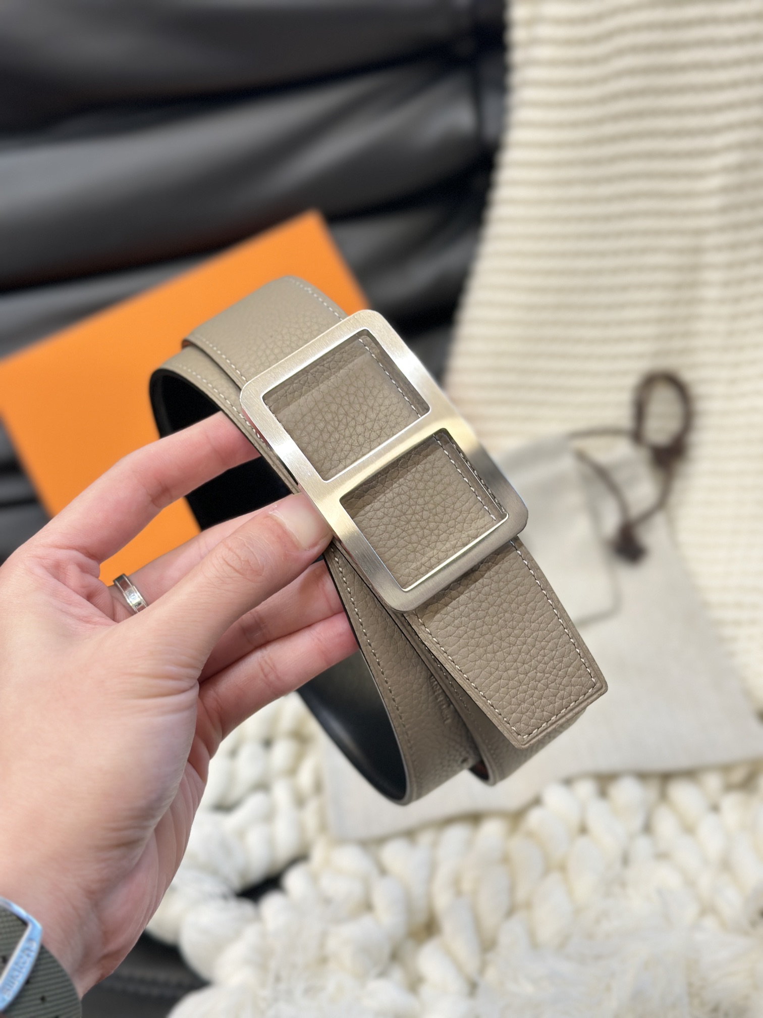 Hermès Men's Double-Faced Cowhide Belt