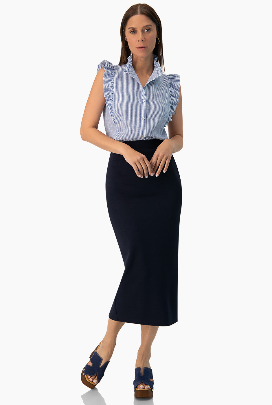 Blusa rayada de botones frontales