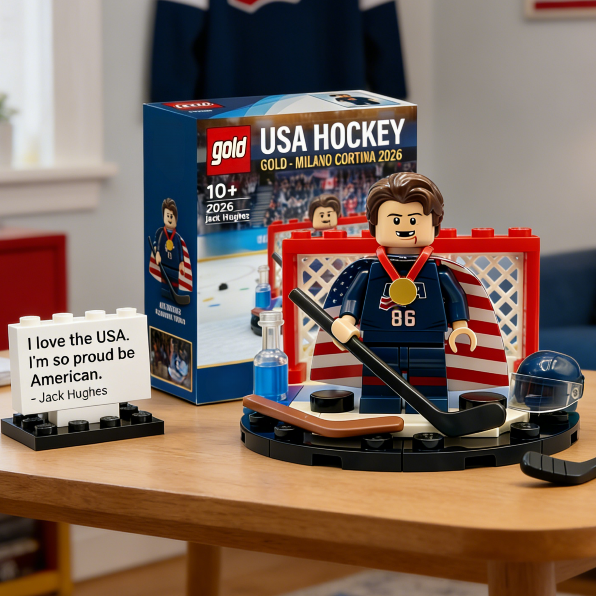 Jack Hughes – 2026 Olympic Gold Commemorative Brick Set