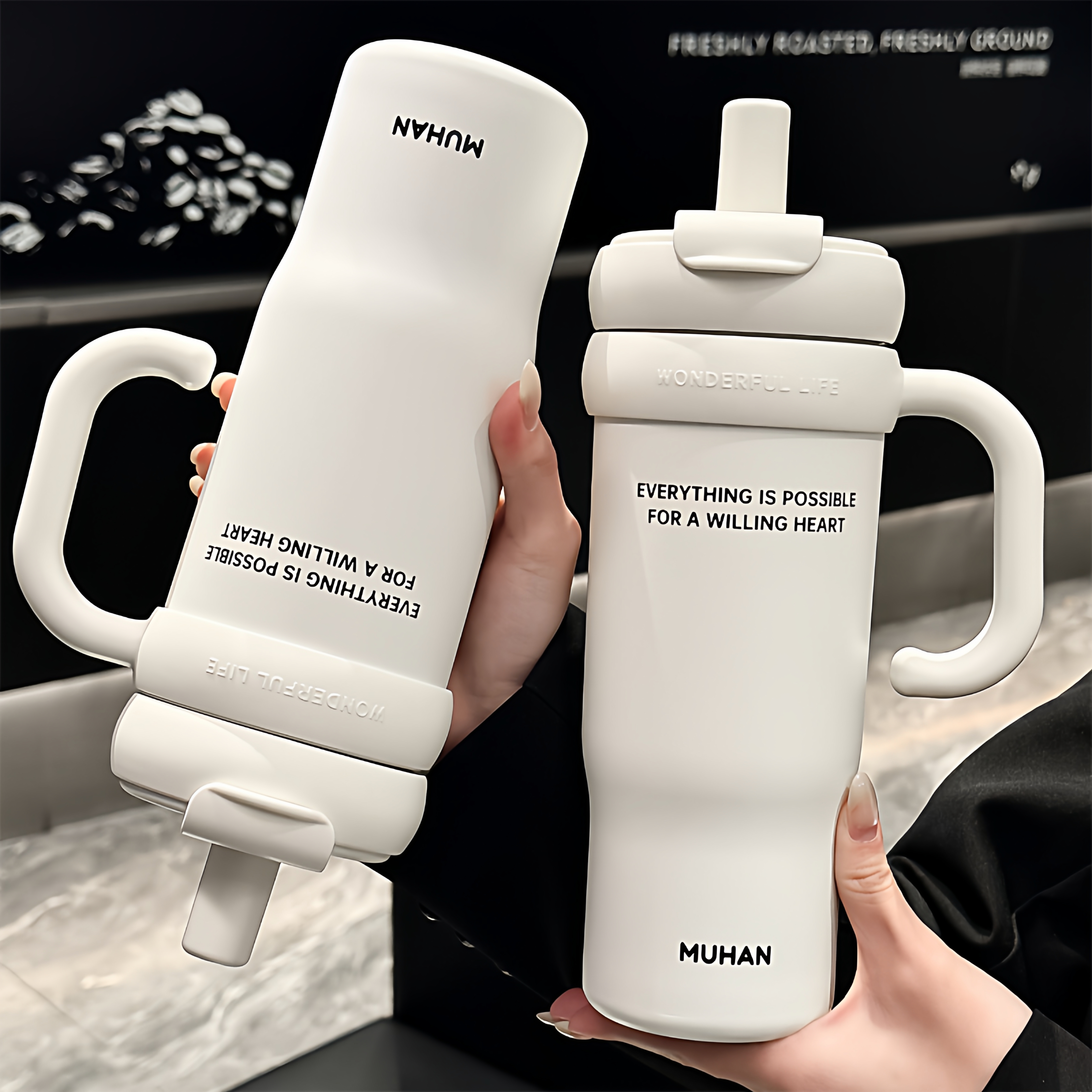 Giant insulated water bottle, large capacity, suitable for women, office workers, desktop cups, car cups, and men.