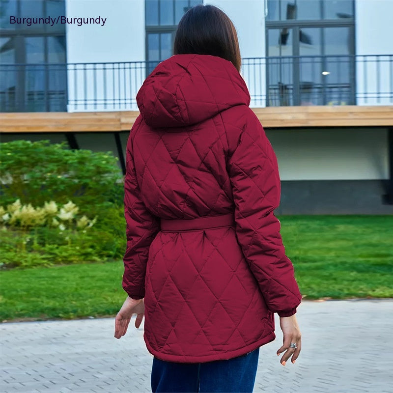 Slim-Fit Baseball Cotton-Padded Jacket with a Plaid Pattern