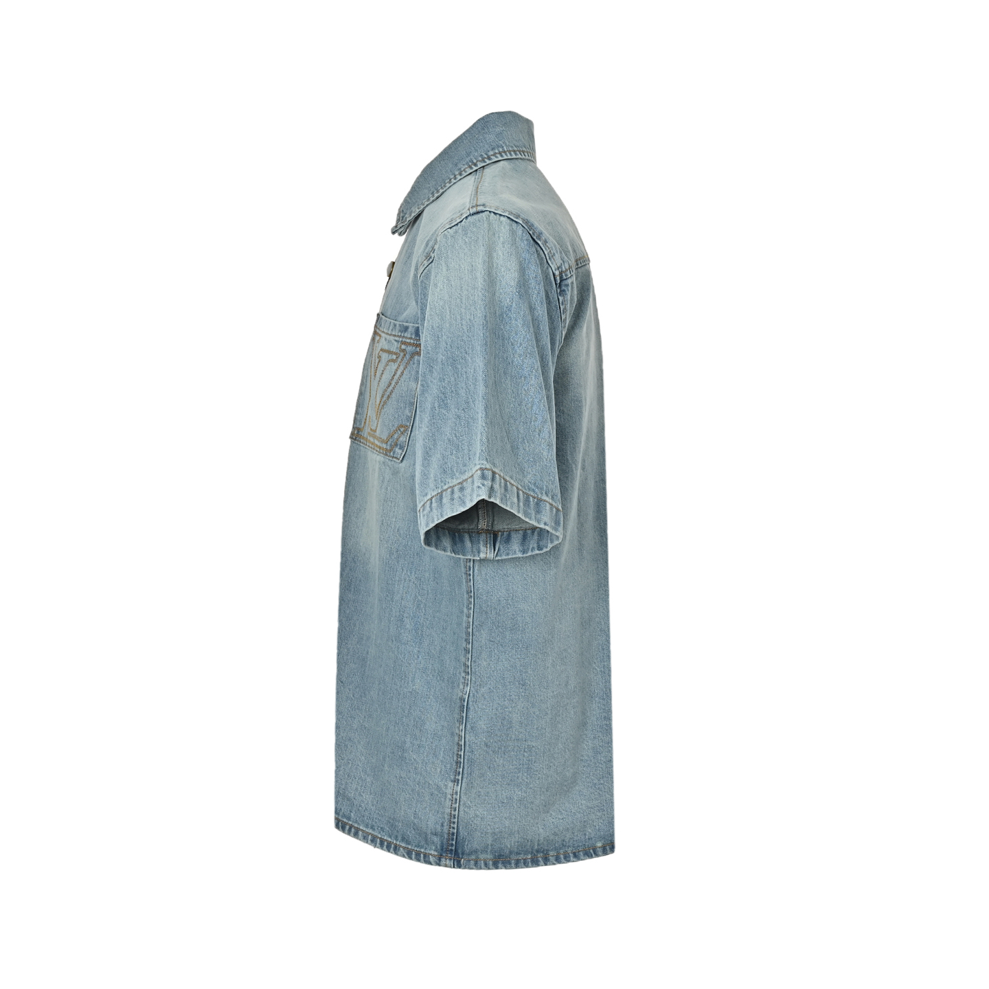 Louis Vuitton 25ss pocket embroidered denim short sleeve shirt