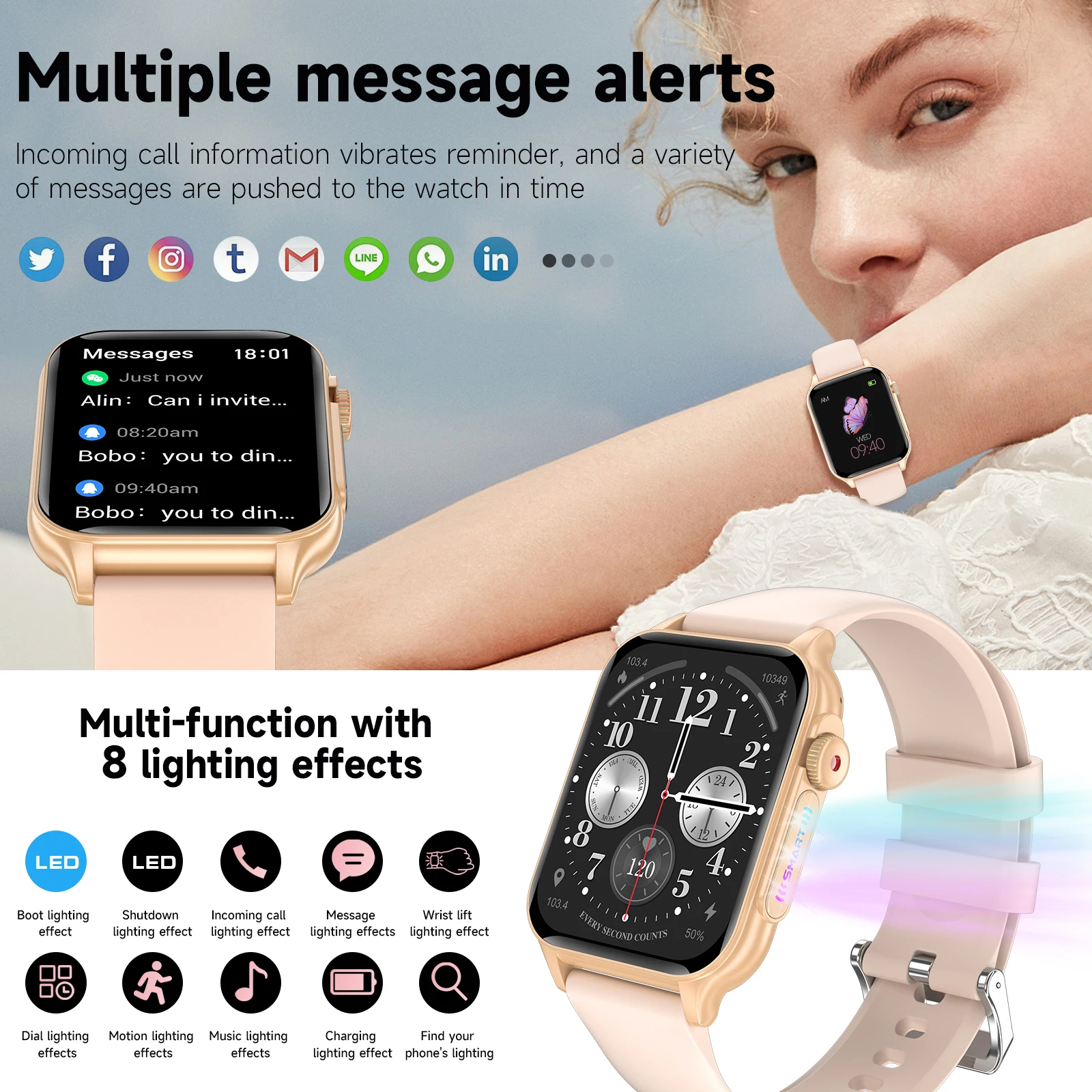 2024 New men's HD Bluetooth Call smartwatch Luminous LOGO1.96inch full screen touch 300Mah large battery for Huawei Xiaomi + box