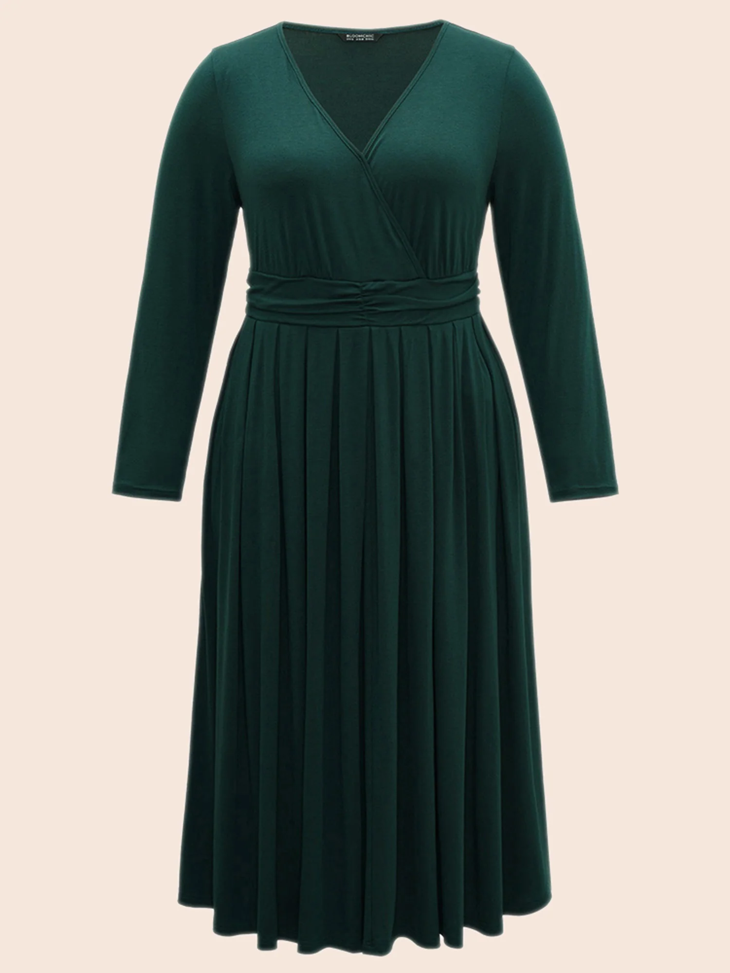 Supersoft Essentials Ruched Wrap Pleated Hem Dress