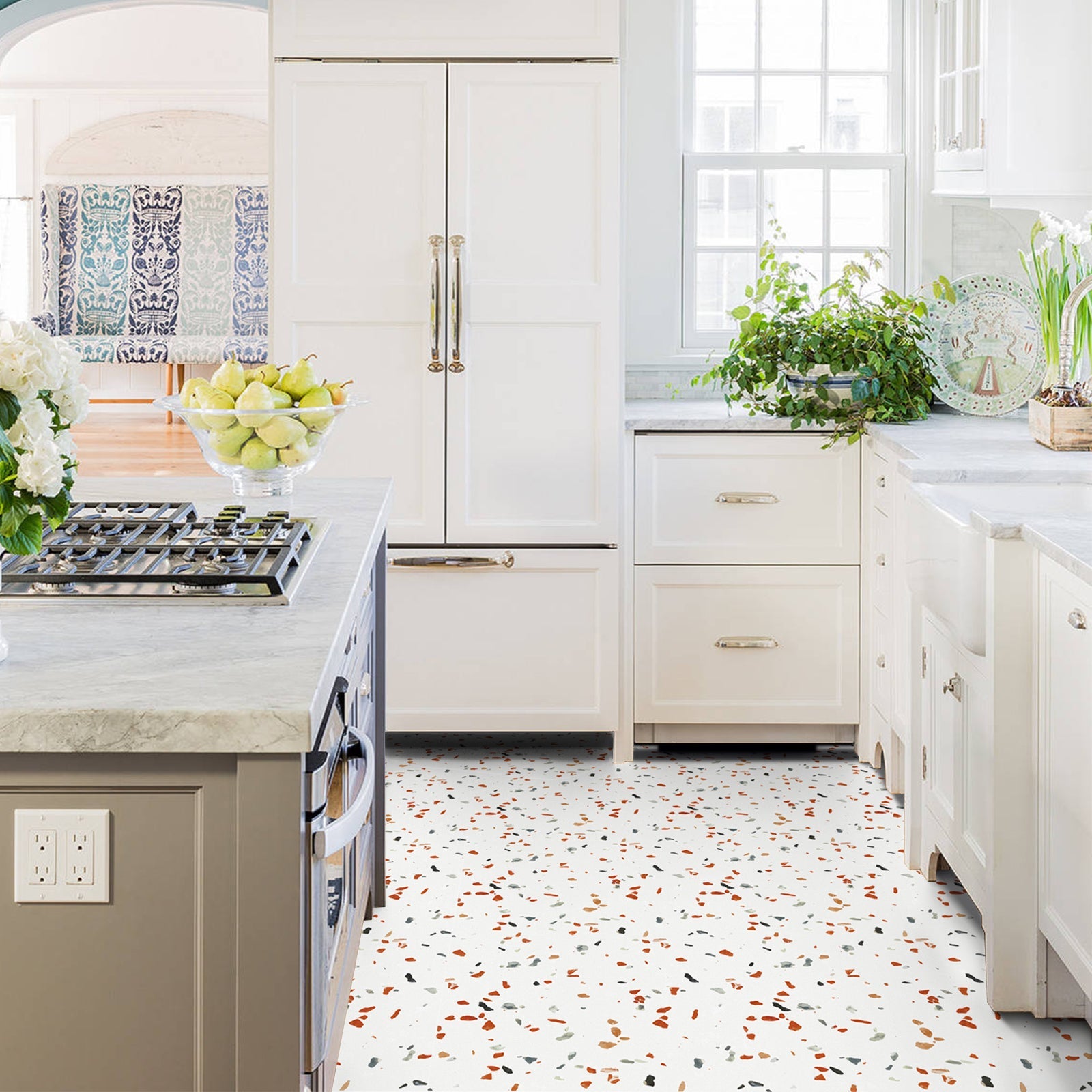 Confetti Terrazzo Peel and Stick Vinyl Floor Tile Sticker