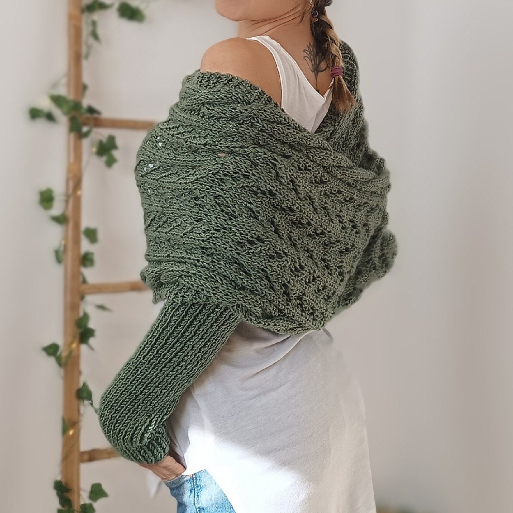 ON SALE🔥Scarf With Sleeves, Knitted Cable Wrap