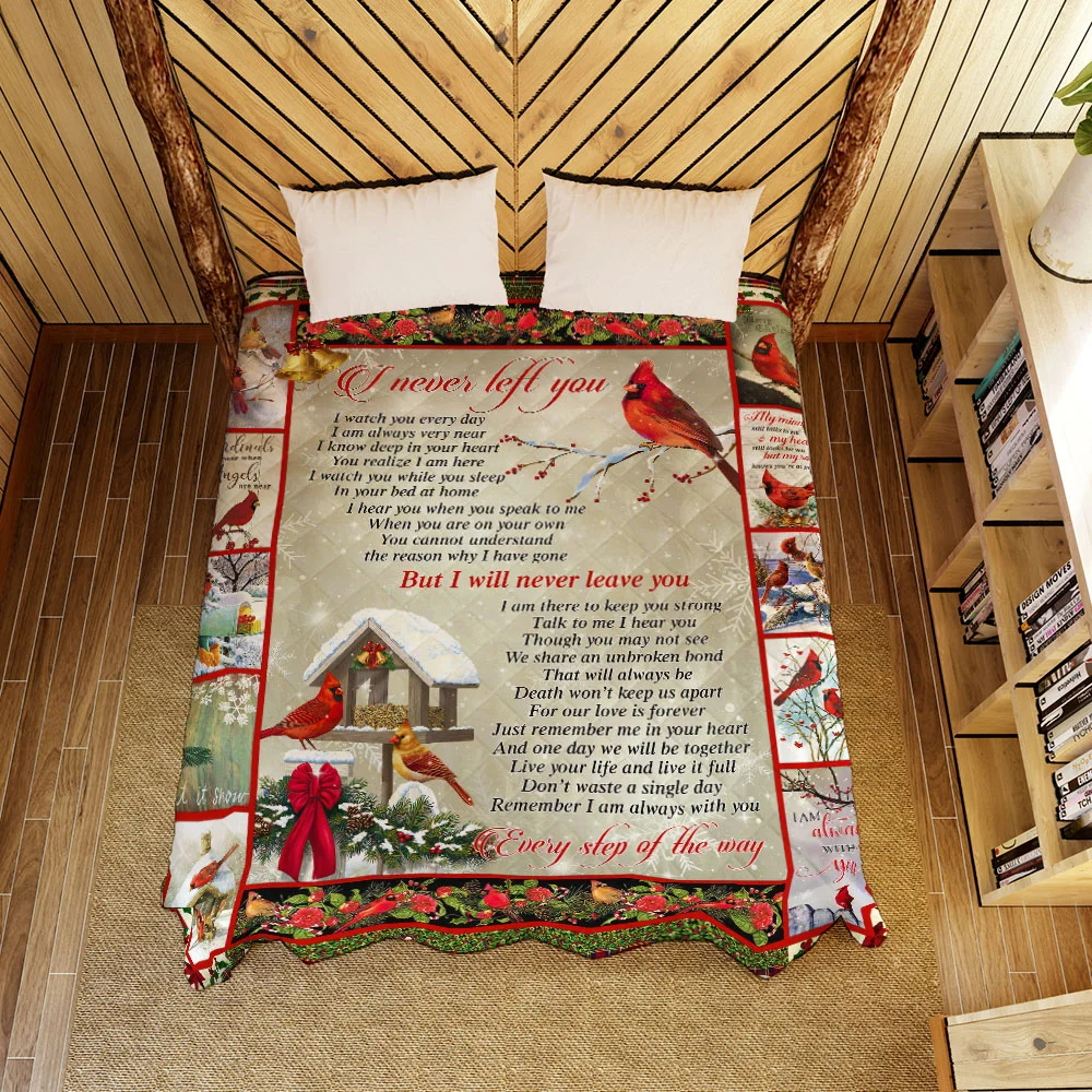 I Never Left You, Christmas Cardinal Quilt Blanket