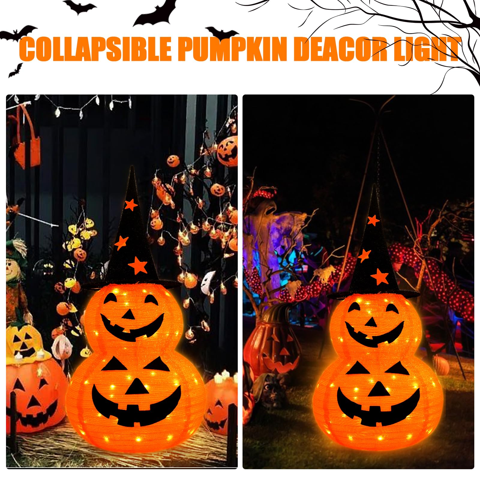 🏆Limited Sale⚡Almost Gone🎃3.3 FT Two-Layers Remote Control Pumpkin Lights