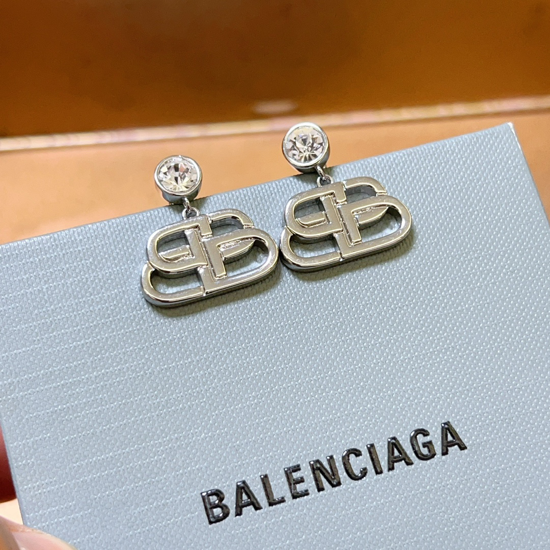Balenciaga silver diamond earrings
