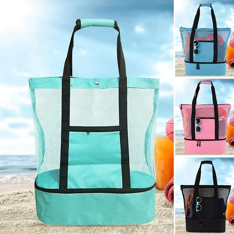 (🔥Last Day Promotion-SAVE 50% OFF)👜2-in-1 Portable Mesh Beach Tote Bag with Detachable Cooler🏖️BUY 2 GET 10% OFF & FREE SHIPPING！