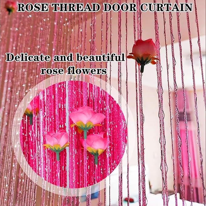 🌹🚪Sparkling Rose Flower String Curtain（2m/78.74