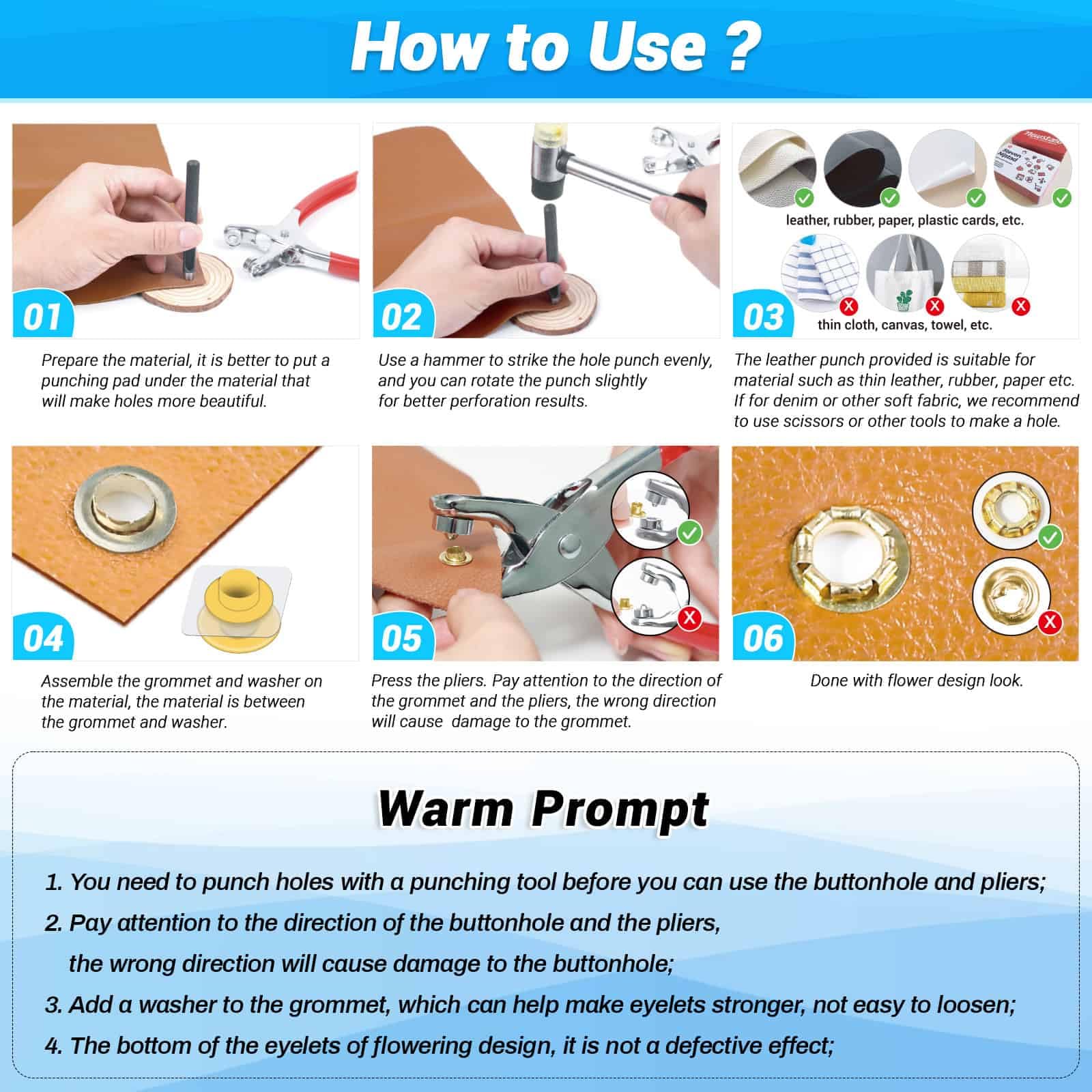 🔥Super Sale - 49% OFF🔥Grommet Tool Kit with Eyelets Grommets, Washers, and Grommet Eyelet Pliers