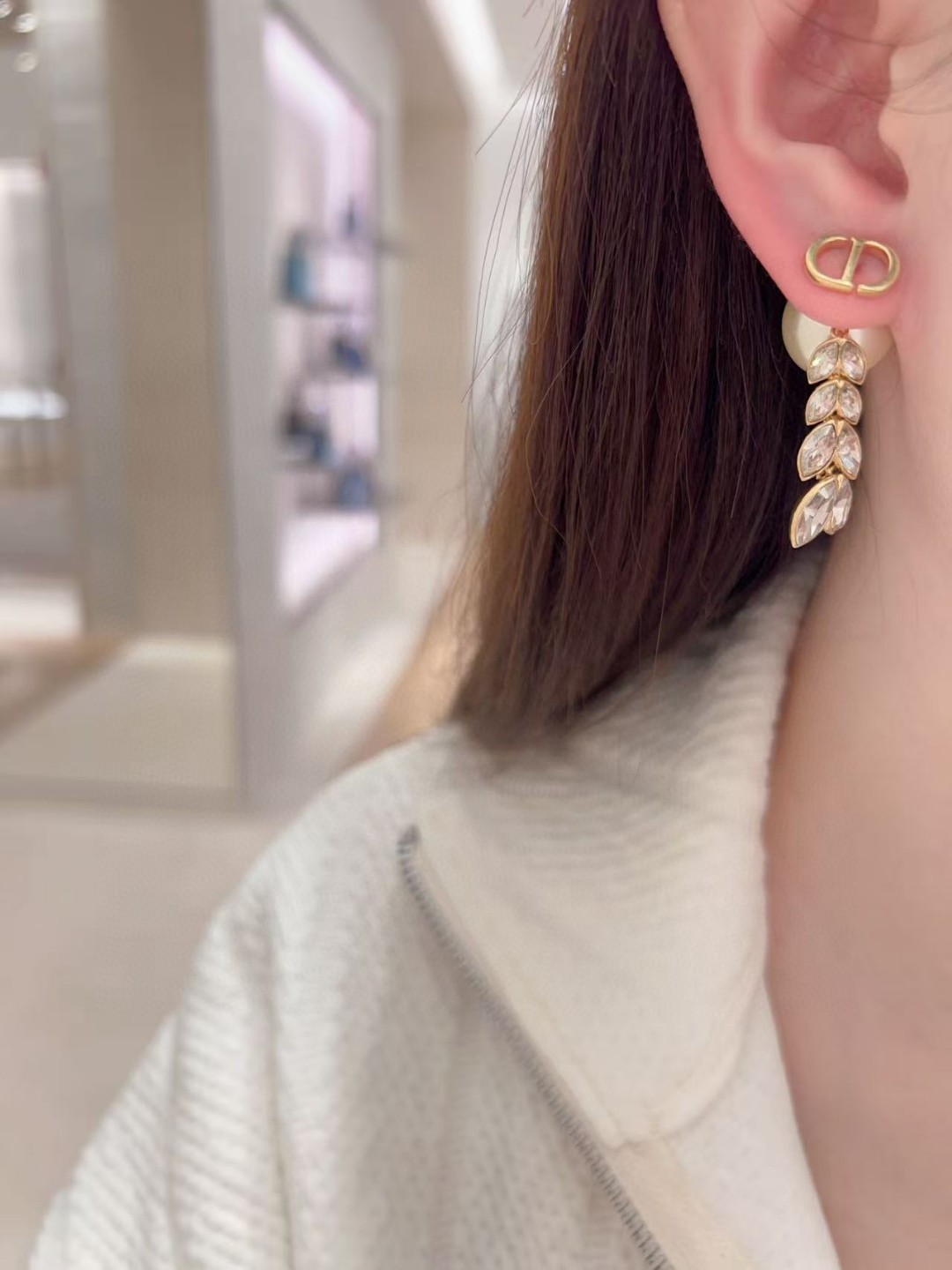 Dior wheat ear pearl earrings