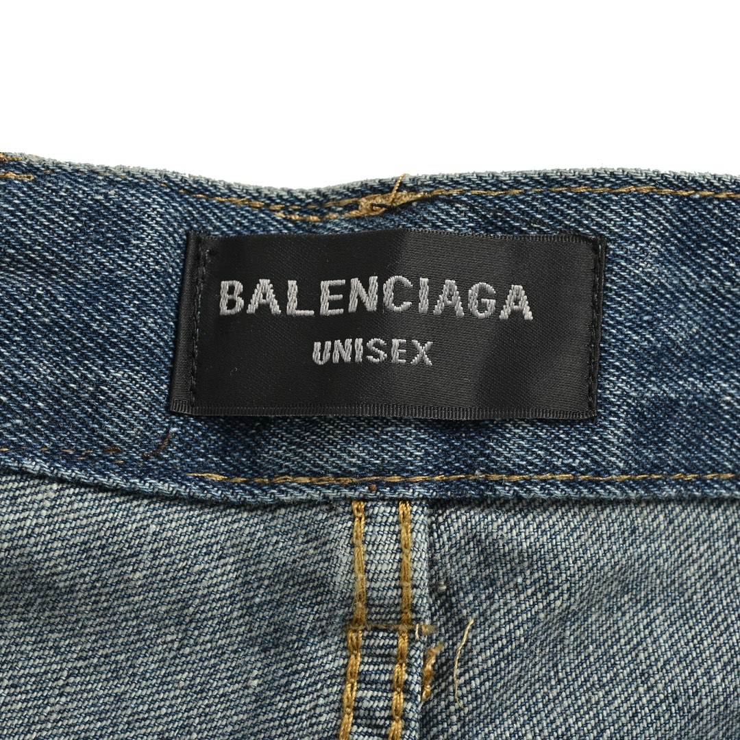 Balenciaga Washed Cut Destroyed Jeans