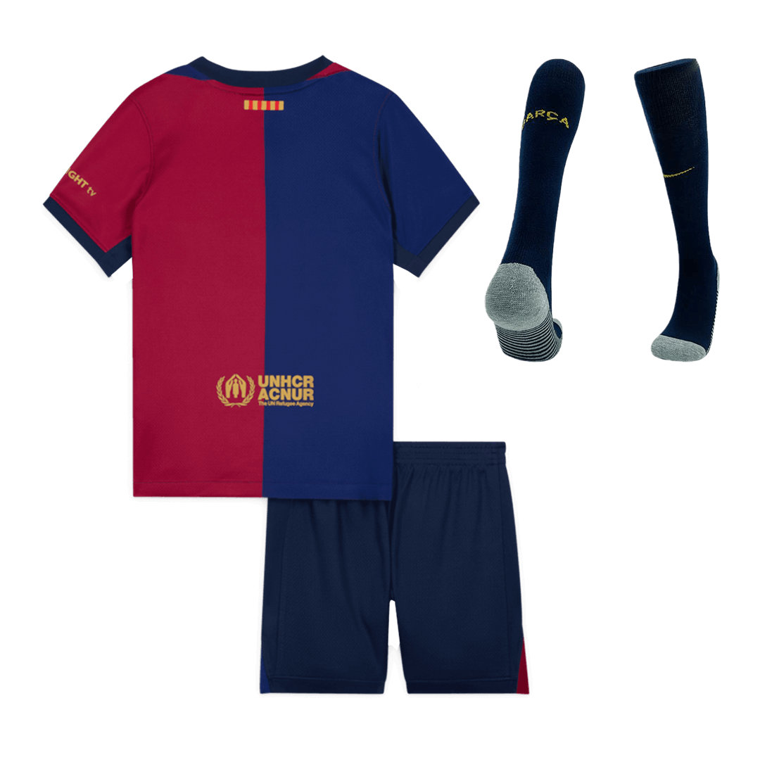 Barcelona Home Kids Football Shirt Kit (Shirt+Shorts+Socks) 2024/25 - Spotify Logo without Text