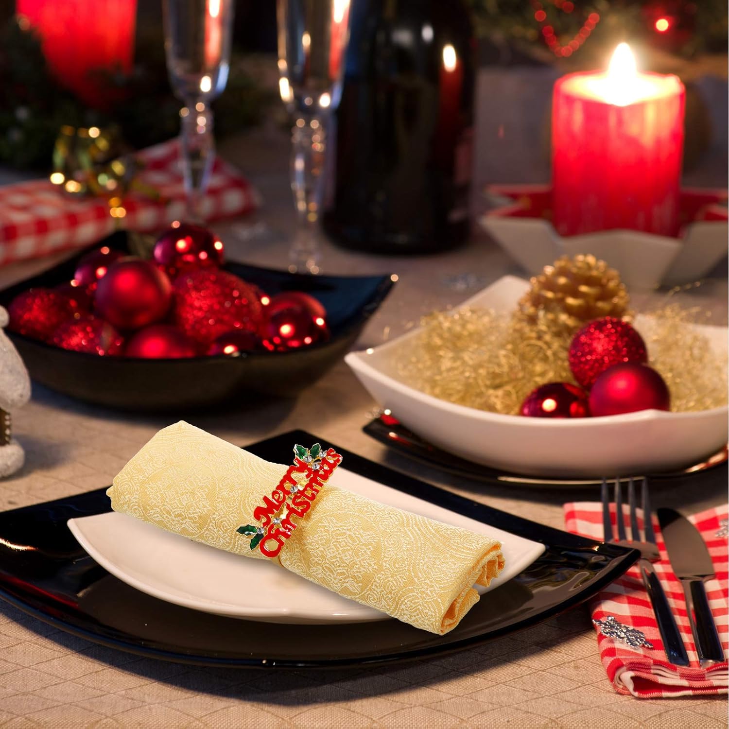 🔥ON SALE🔥Christmas Decor Napkin Buckle-4 Pack