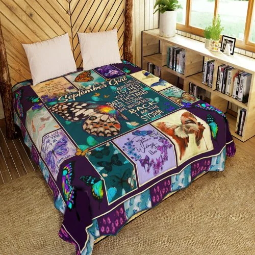 September Girl I Am The Storm Butterfly Quilt Blanket