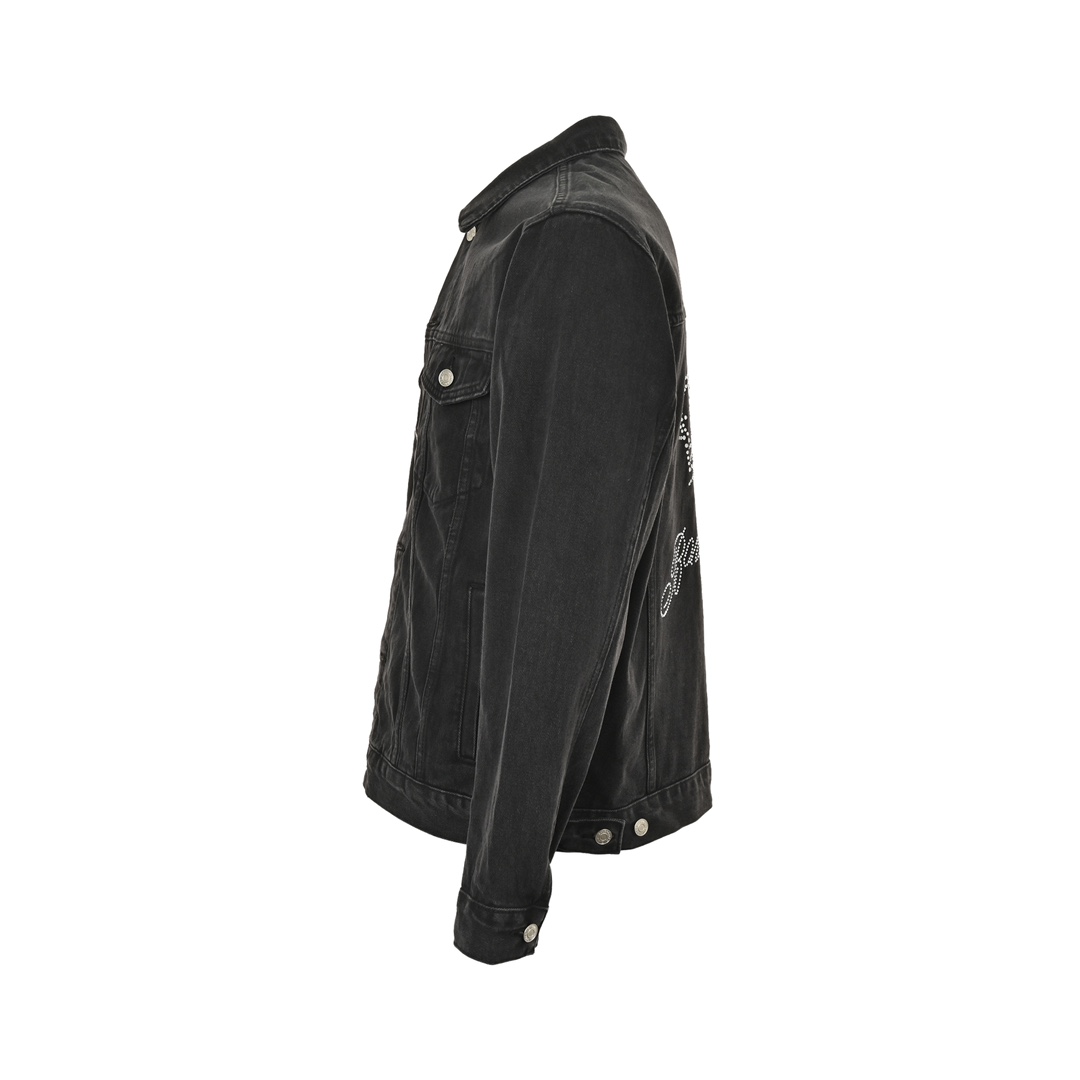 Balenciaga 24Fw denim jacket with crown and rhinestones on the back