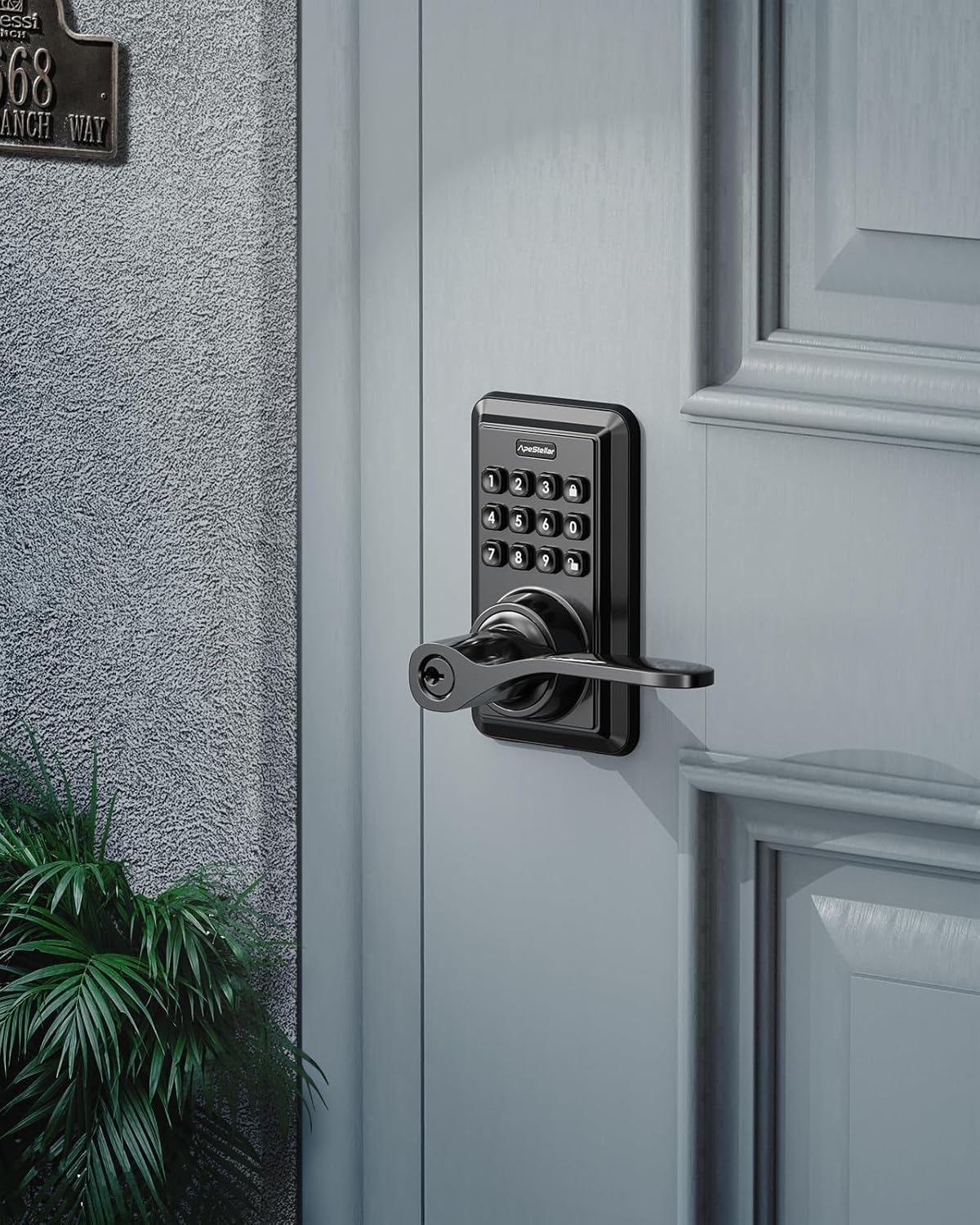 Keyless Entry Door Lock, Keypad Door Lock with Handle, Electronic Lever Door Lock with Code, Auto Lock, Passage Mode, Easy Installation, Matte Black - Apestellar