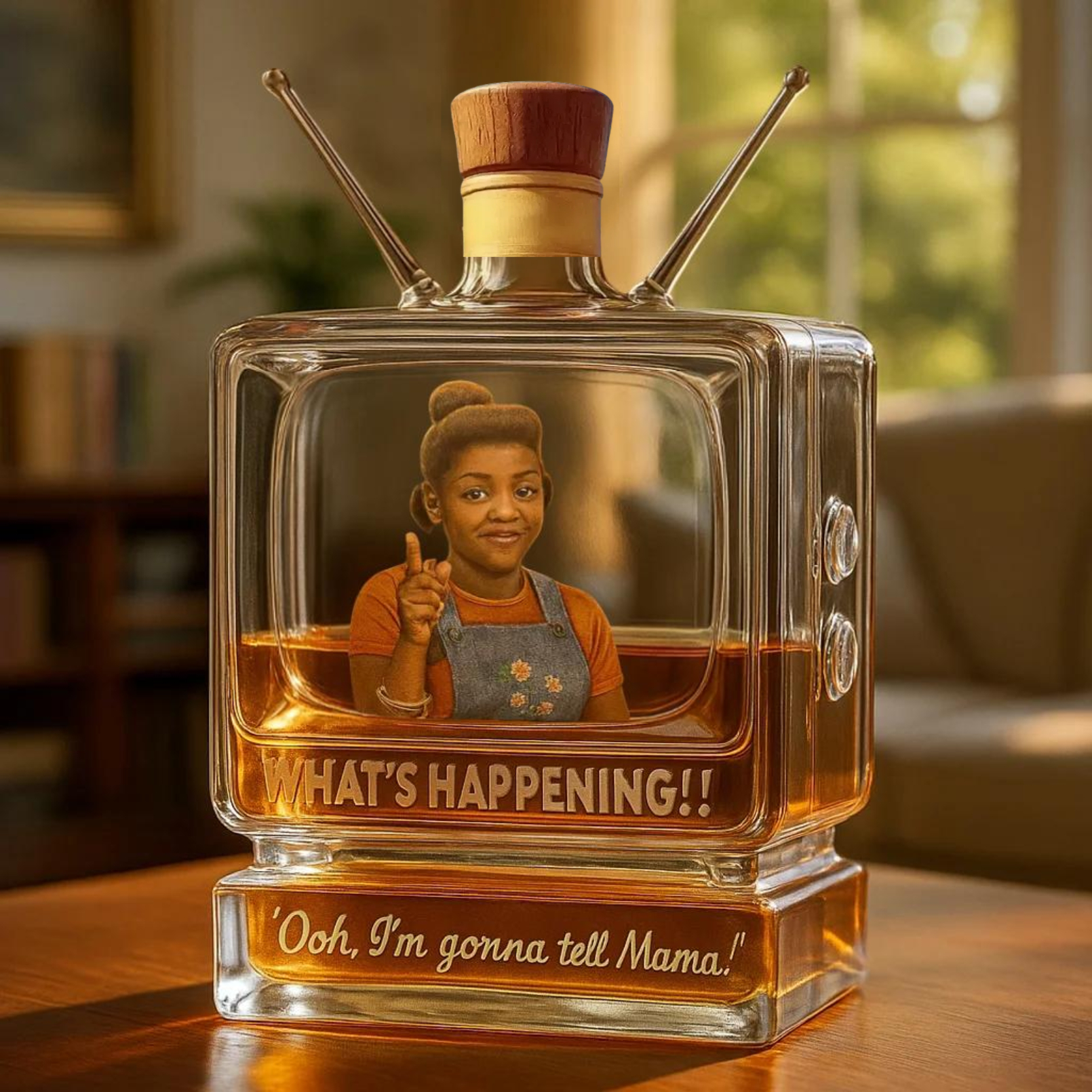 Rerun Evans “What’s Happening!!” Commemorative Whiskey Bottle