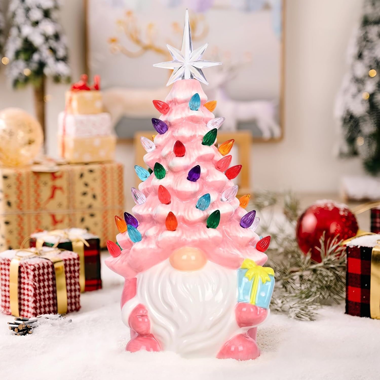 🎅2024 Christmas Promos🔥Lighted Up Gnomes Ceramic Christmas Tree